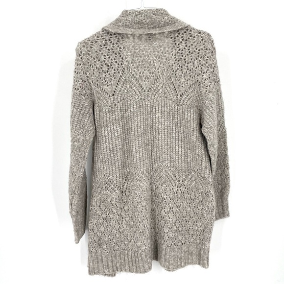 JOIE Gray Chunky Knit Pattern Open Front Longline Cardigan - Picture 4 of 6